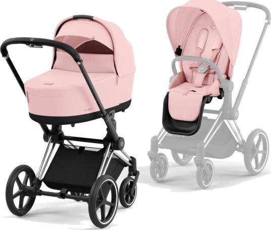 Cybex Priam Chrome Black/Peach Pink Barnevogn