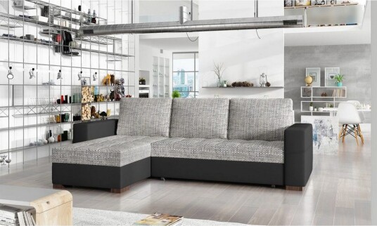 Seksjon Eltap Newark 237x150x90 cm Berlin 01 Soft 11 Grå Svart