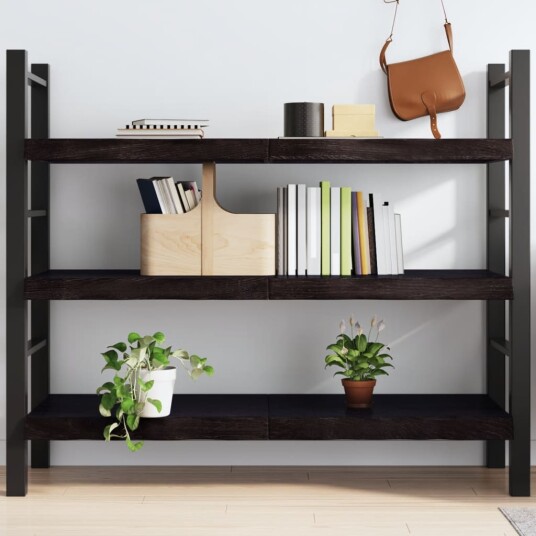 vidaXL Vegghylle m?rkegr? 140x60x6 cm behandlet heltre eik vidaXL Vegghylle m?rkegr? 140x60x6 cm behandlet heltre eik
