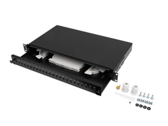 Fiberoptisk Utladning Lanberg 24Xst / 24Xfc D-Hole Rack 19" 1U Svart + Tilbehør