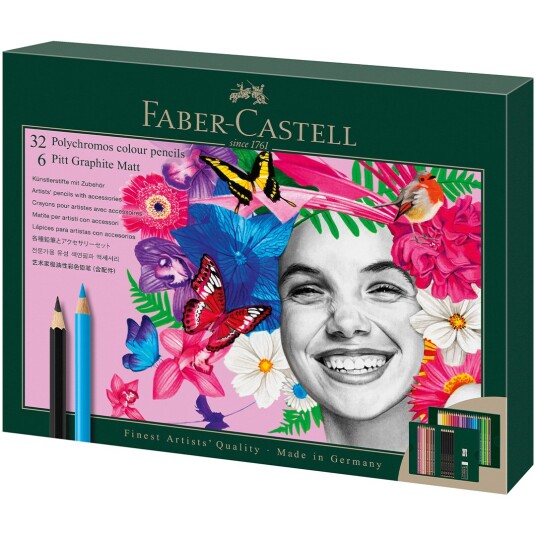 Faber Castell Polychromos & Pitt Graphite Matt Set 32  Fargeblyanter + 6 Grafitt