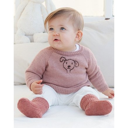 Woof Woof Sweater by DROPS Design Baby Genser Strikkeoppskrift str 0 1 mdr 3 4 år