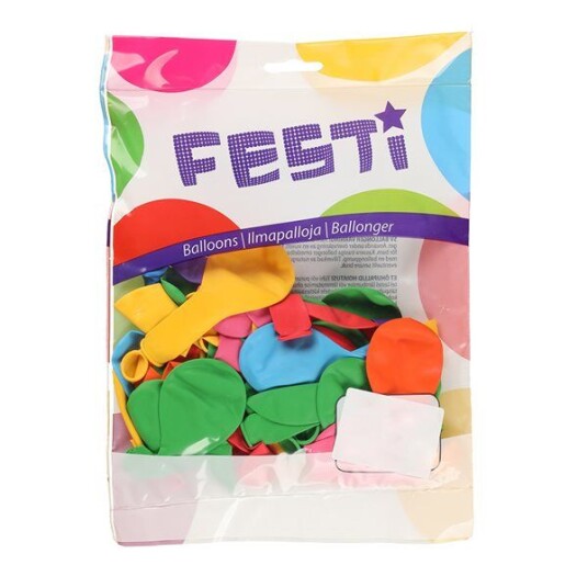 Festi Flerfargede ballonger 22 cm 100 stk