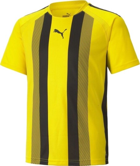 Teamliga Striped Jersey Jr Cyber Yellow PUMA Black størrelse 164 cm