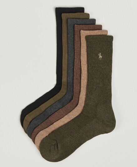 Polo Ralph Lauren6 Pack Performance Crew SocksBrown