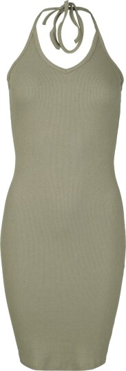 Urban Classics Middellang kjole   Ribbed Jersey Halter Kjole   XS til XL   Damer   olivengrønn