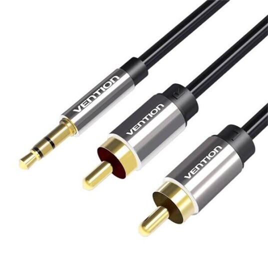 Vention 2xRCA til 3,5 mm lydkabel 0,5 m - Svart Vention 2xRCA til 3,5 mm lydkabel 0,5 m - Svart