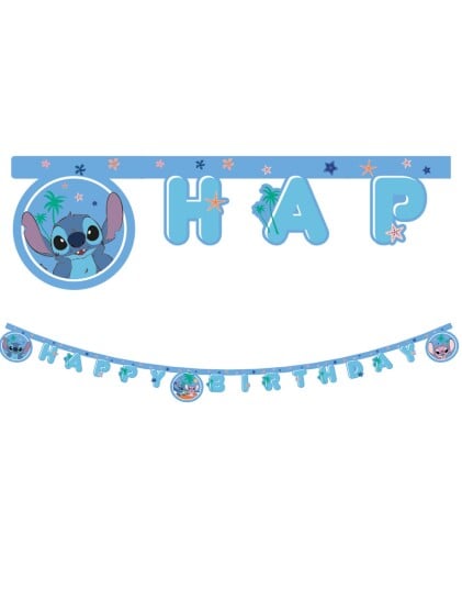 Happy Birthday Bokstavbanner 200 cm Stitch & Angel Happy Birthday Bokstavbanner 200 cm Stitch & Angel