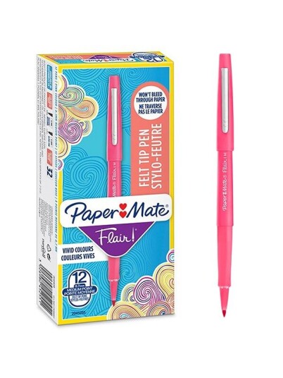 Paper Mate Flair filtpenner | Middels punkt (0,7 mm) | Rosa | 12 Stk