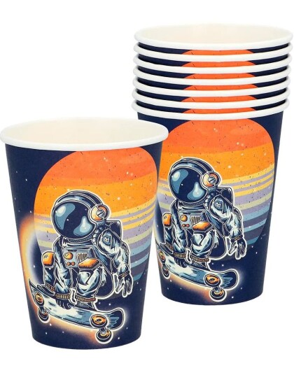 8 stk Papirkopper Astronaut Party