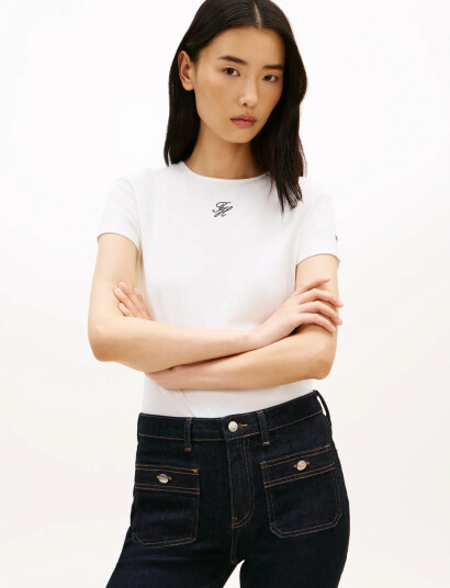 Tommy Hilfiger Th Script Slim Ss Tee White XXS Tommy Hilfiger Th Script Slim Ss Tee White XXS