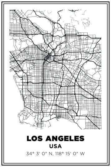 Los Angeles Kartplakat Los Angeles Kartplakat