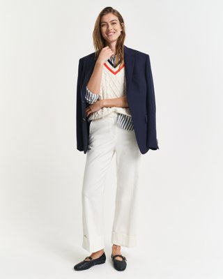 Gant Dressbukse med oppbrett EGGSHELL 36