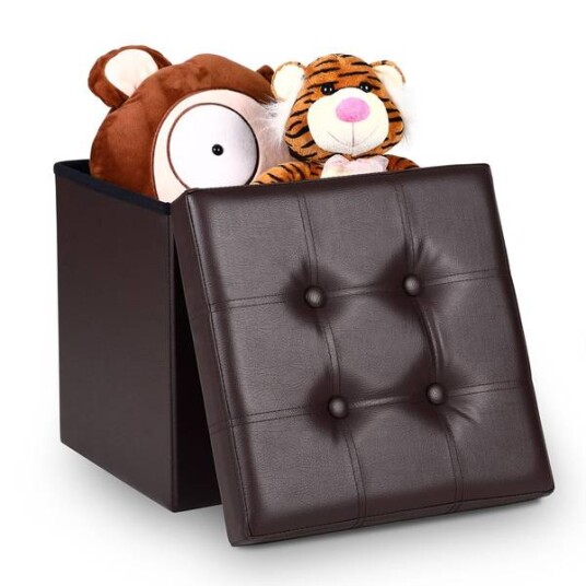 Puff/krakk med oppbevaringsplass 38x38x38 cm - brun