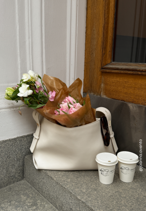 BUBBLEROOM Faux Leather Tote Bag Cream Onesize BUBBLEROOM Faux Leather Tote Bag Cream Onesize