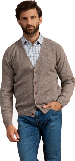 Alan Paine Cardigan lambswool S beige herre
