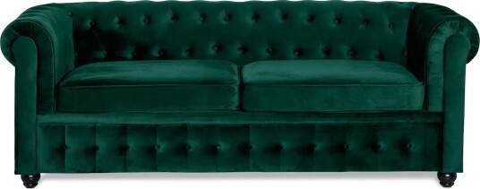 Chesterfield Lyx 3 seters framoverutslått sovesofa med HVILA overmadrass 140x200 cm polyesterskum med vaskbart trekk Grønn/Hvit Chesterfield Lyx 3 seters framoverutslått sovesofa med HVILA overmadrass 140x200 cm polyesterskum med vaskbart trekk Grønn/Hvit