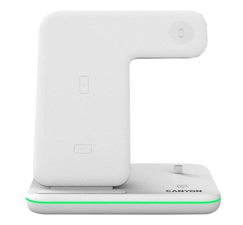 Canyon WS-302 wireless charging stand - 3-in-1 - Lightning/Micro-USB Type B - 15 Watt - White Canyon WS-302 wireless charging stand - 3-in-1 - Lightning/Micro-USB Type B - 15 Watt - White