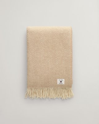 GANT Ullpledd Herringbone Beige 130x200