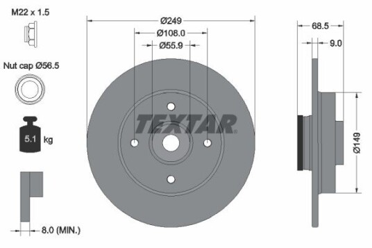 Bremseskive TEXTAR 92133303 Bremseskive TEXTAR 92133303