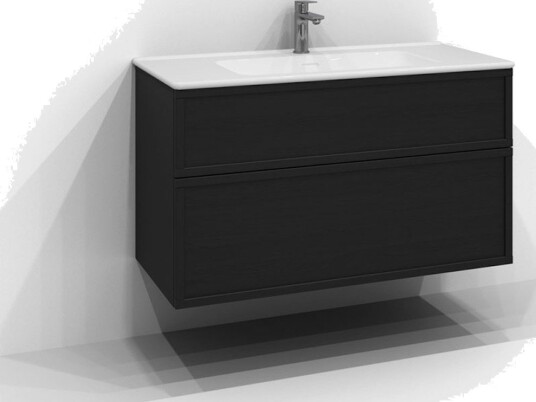 Svedbergs Poem Ramme Servantskap D45 med 2 Skuffer Svart ask / 100cm Push Open