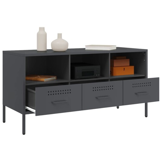  TV-benk antrasitt 100,5x39x50,5 cm kaldvalset stål 843038