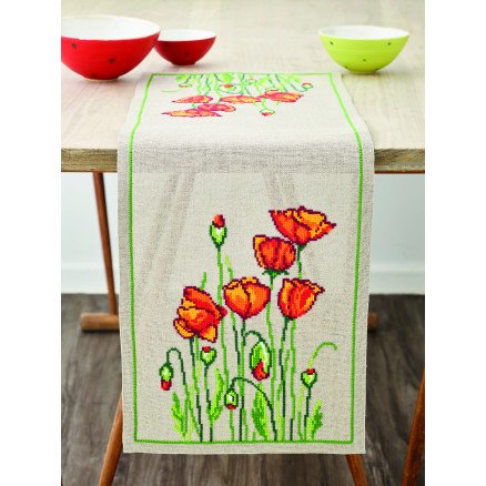 Permin Broderisett Ville valmuer 31x91cm