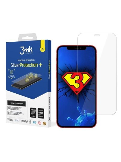 3Mk Silver Protect+ Skjermbeskytter for iPhone 12 Mini - Antimikrobiell Våtinstallert Folie