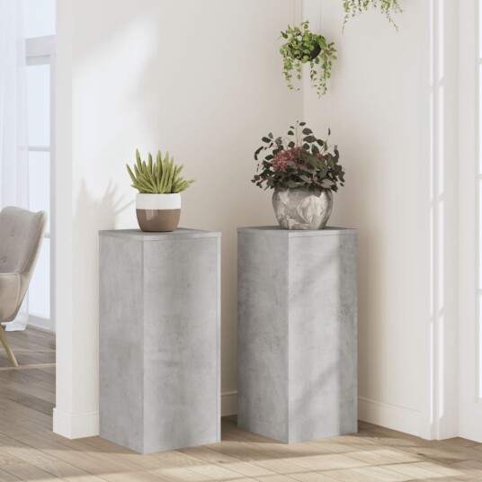 Plantestativer 2 stk betonggrå 30x30x70 cm konstruert tre Plantestativer 2 stk betonggrå 30x30x70 cm konstruert tre