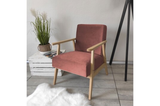 Retro Lenestol Fløyel/Rosa Retro Lenestol Fløyel/Rosa