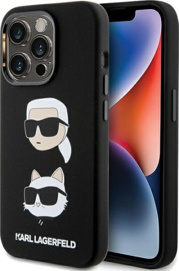 Karl Lagerfeld Silikon Mobildeksel Karl&Choupette til iPhone 15 Pro - Svart