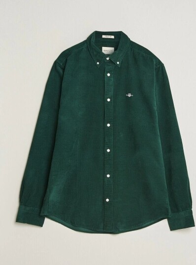 Gant Regular Fit Corduroy Shirt Tartan Green
