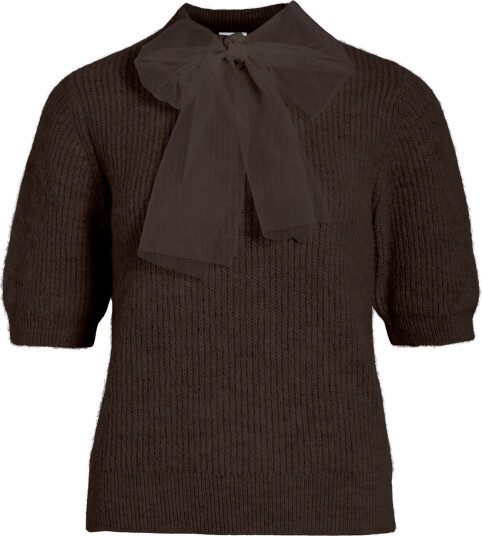 Vila Viitza O Neck 2/4 Bow Knit Top/Bfs Brown XS
