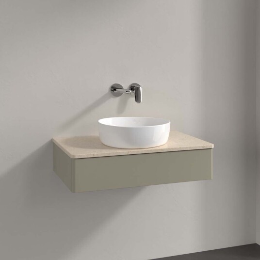 Villeroy & Boch Antao Servantskap med 1 skuff 80x50x19 cm m/lys Steingrå/Crème Villeroy & Boch Antao Servantskap med 1 skuff 80x50x19 cm m/lys Steingrå/Crème