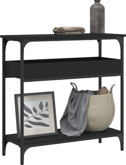  Konsollbord med hylle svart 75x29x75 cm konstruert tre 8721012194946