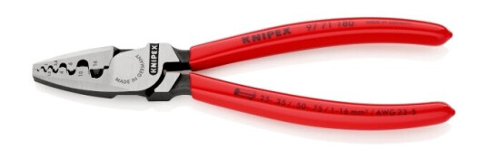 Knipex 180 mm Crimpzange for Aderendhylser med Kunststoffbelagt Håndtak