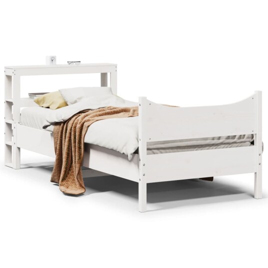 Sengeramme med hodegavl hvit 100x200 cm heltre furu 3306310