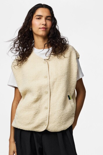 Pieces Pckatty Teddy Vest Noos Bc   Cream   L