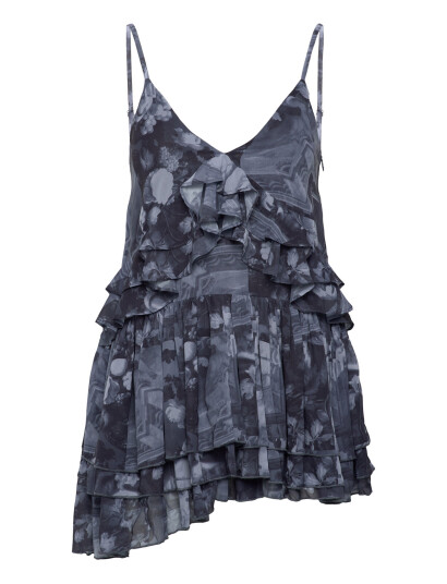 Monki Layered Ruffled Mini Cami Dress - Purple - 36