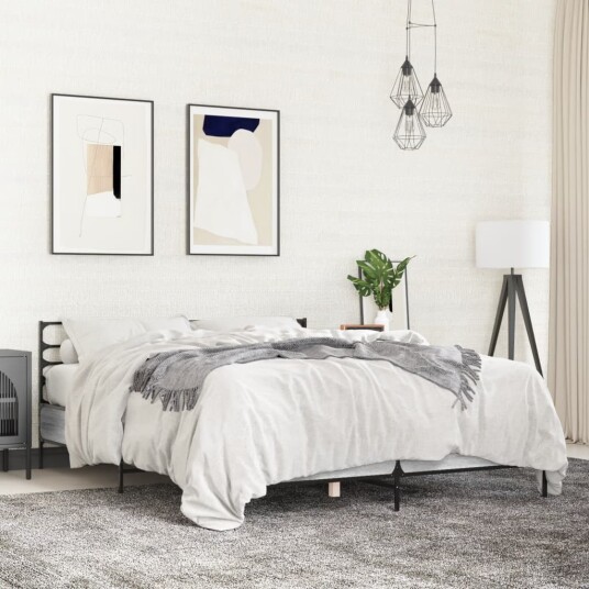 Sengeramme grå sonoma 140x190 cm konstruert tre og metall 8721102613760