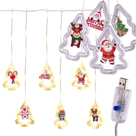 Pricenet LED juletre bildegardinlys 3m 10 USB-pærer Pricenet LED juletre bildegardinlys 3m 10 USB-pærer