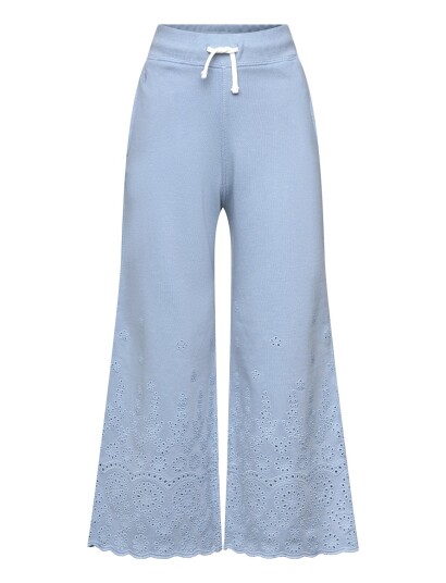 Ralph Lauren Kids Eyelet French Terry Wide Leg Sweatpant Blue 129 130