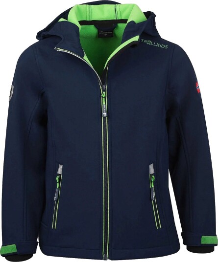 TrollKids Kids Trollfjord Jacket   NAVY/LIGHT GREEN   140