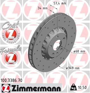 Bremseskive ZIMMERMANN 100.3386.70