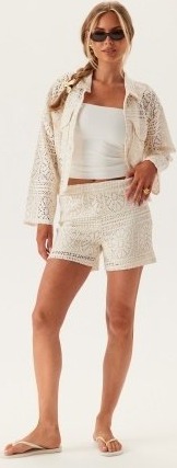 VILA Vimerinda Crochet Hw Shorts Birch XS