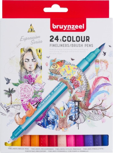 Fineliner Bruynzeel Brushpen Sett 24Stk Fineliner Bruynzeel Brushpen Sett 24Stk