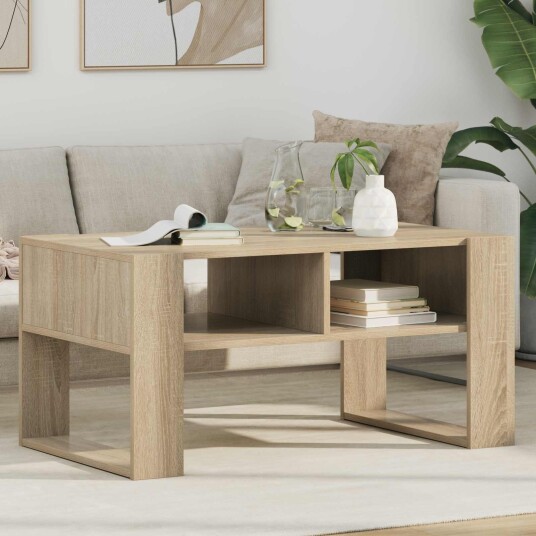 Kaffebord med lagring Sonoma eik 92 x 53 x 45 cm Konstruert tre