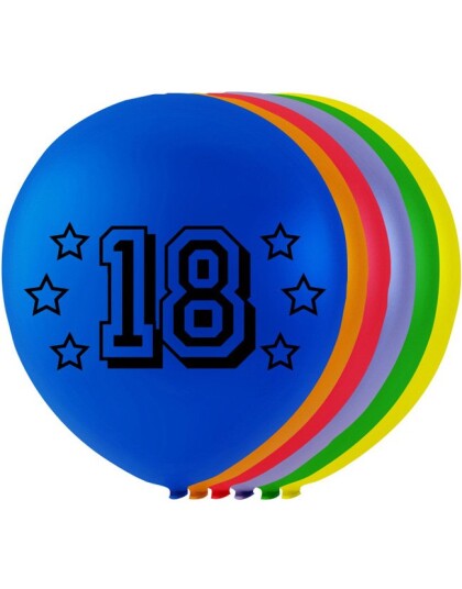 18 tall 8 stk Flerfargede Ballonger 26 cm