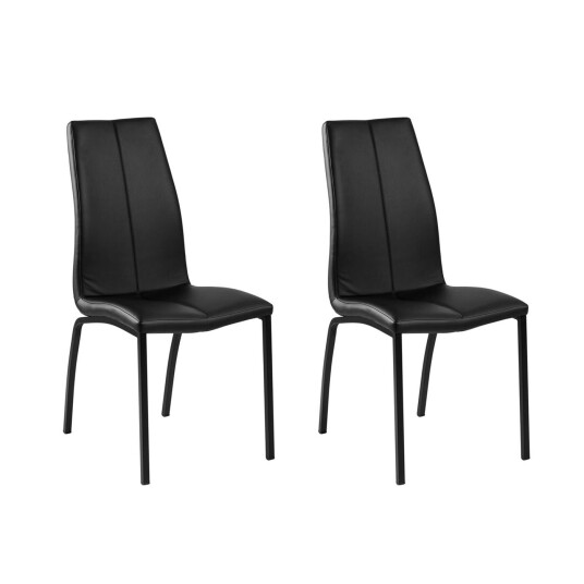 Amin spisestuestol med PU kunstskinn i svart og metall stell i svart.