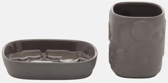 Marimekko Home Unikko Bathroom Set   Grey   12.7X 9.7X 7.2X 8.6CM